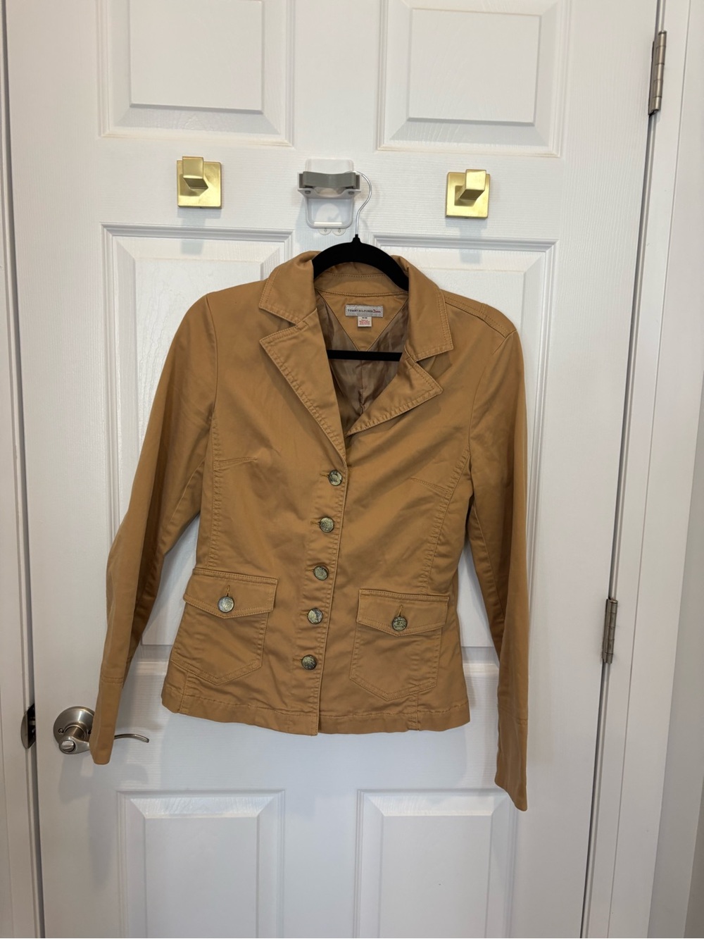 Tommy Hilfiger Charter Club Tan Cotton Blend Button-Front Blazer Jacket #1420